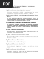 Cuestionario Estado de Pérdidas y Ganancias o Estado de Resultados