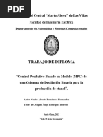 Control Predictivo Basado en Modelo (MPC) de Una Columna de Destilación Binaria para La Producción de Etanol