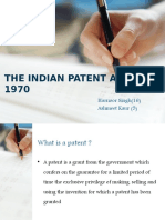 The Indian Patent Act - 1970: Harnoor Singh (16) Ashmeet Kaur