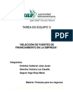 Tarea en Equipo - S3 - TE - Fuentes de Financiamiento en La Empresa."