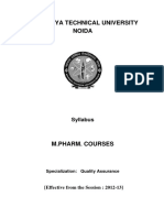 M.pharm. Quality Assurance Syllabus