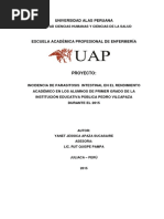 Arreglar Incidencia de Parasitosis Intestinal en El Rendimiento