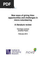 New Ways of Giving Time: Opportunities and Challenges in Micro-Volunteering. A Literature Review