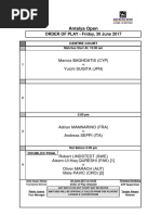 Antalya Open: ORDER OF PLAY - Friday, 30 June 2017