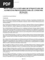 Reglamento Sanitario de Etiquetado de Alimentos Procesados para El Consumo Humano Junio 2014