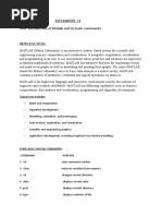 Experiment-01 AIM - Introduction of Matlab and Its Basic Commands