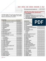 Adult Critical Care Nursing Knowledge &amp Skills Checklist