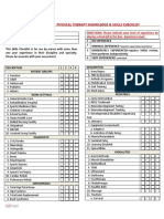 Physical Therapy Skills Checklist