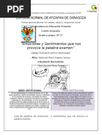 Palabras Asociadas Con La Palabra "Examen" y Reflexión Sobre Los Significados y Emociones Asociadas