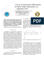 La Utilidad y El Uso de Las Ecuaciones Diferenciales Ordinarias de Primer Orden Relacionado A La Ingenieria Civil