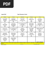 Hope August Lunch Menu