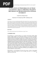 Evaluation of Performance of High Calcium Fly Ash As A Mineral Filler in Mix Design of Microsurfacing of Road Pavement