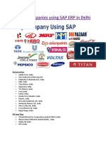 List of Companies Using SAP ERP