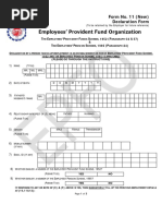 Form No. 11 (New) Declaration Form: T E P F S, 1952 (P - 34 & 57) & T E P S, 1995 (P - 24)