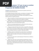 ACUERDO Número 717 Por El Que Se Emiten Los Lineamientos para Formular Los Programas de Gestión Escolar