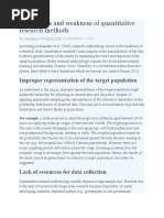 Limitations and Weakness of Quantitative Research Methods