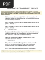 Memorandum of Agreement Template