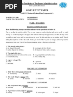 Sukkur Institute of Business Administration Sample Test Paper