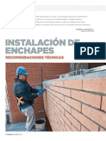 Instalación de Enchapes, Recomendaciones