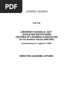 Academic Calendar: University Schools / Igit / Affiliated Institutions/ Centres of Learning & Education