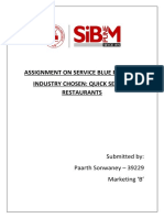 Assignment On Service Blue Printing Industry Chosen: Quick Service Restaurants