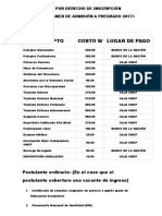 Tasas Por Derecho de Inscripción