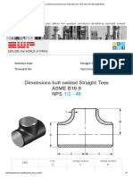 Dimensions and Dimensional Tolerances of Straight Tees, NPS 1 - 2 To NPS 48, ASME B16