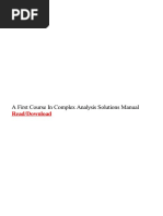 A First Course in Complex Analysis Solutions Manual