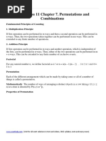 Permutations and Combination Notes For Class 11 Maths Chapter 7 PDF