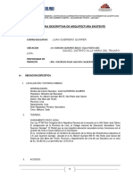 Memoria Descriptiva de Arquitectura Existente Del Proyecto I.E. Quimper