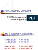 MIPS Assembly Language: CPSC 321 Computer Architecture Andreas Klappenecker