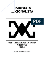 Manifiesto Nacionalista - Frente Nacionalista Patria Y Libertad