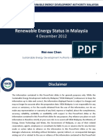 Renewable Energy Status in Malaysia: 4 December 2012