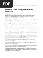 European Union: Philippines Faces Fish Import Ban