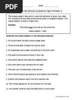 Underlining Simple Subject 2