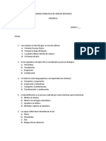 Examen Acumlativo de Ciencias Naturales Septimo