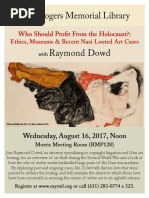 Raymond Dowd Nazi Art Looting Lecture August 16 Southampton NY