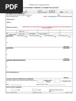 Non-Conformity Report & Corrective Action: Description of Non-Conformance