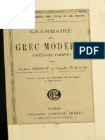 Grammaire Du Grec Moderne - T. 2 - Hubert Pernot PDF