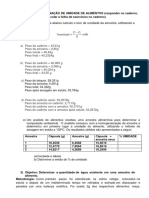 Exercicios Determinação de Umidade