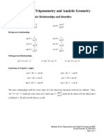 Handout #3 in Trigonometry and Analytic Geometry: Basic Relationships and Identities