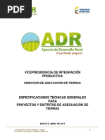 Especificaciones Técnicas Proyectos y Distritos de Adecuación de Tierras ADR Abril 2017