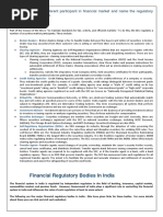 Financial Regulatory Bodies in India: Market Participants