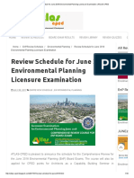 Review Schedule For June 2018 Environmental Planning Licensure Examination - ATLAS-CPED