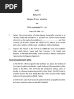 MOU Between Zaireen Travel Mumbai: Term & Conditions of MOU