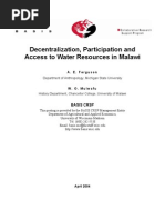 Malawi Water Resources Decentralization and Participation