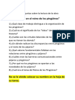 Temario de Preguntas Sobre La Lectura de La Obra