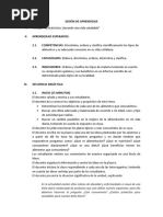 SESIÓN DE APRENDIZAJE Nutricion