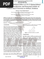 Synergistic Inhibition Effect of 10 - (3-Quinuclidinyl-Methyl) Phenothiazine and Potassium Iodide On Carbon Steel Corrosion in Sulfuric Solution