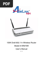 150N Draft 802.11n Wireless Router Model # AR670W User's Manual